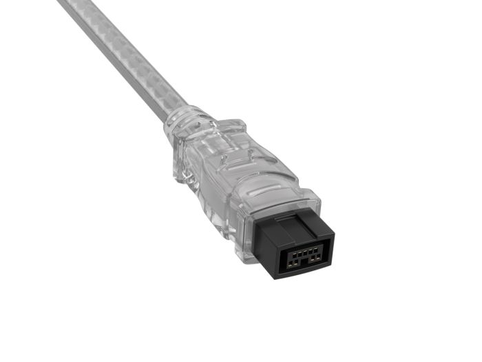 6ft IEEE 1394b FireWire 800 9-pin to 6-pin Male to Male Data Transfer Cable, Clear