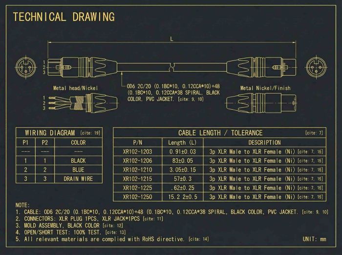 XLR Male to XLR Female Extension Microphone Cable