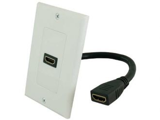 1-port HDMI Wall Plate with 8 inch Built-in HDMI Cable with Ethernet