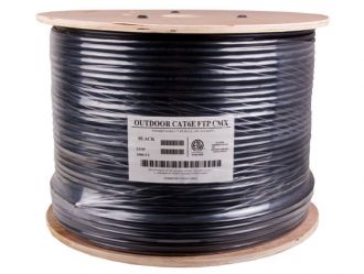 1000ft Cat6e 550 MHz Shielded Solid Direct Burial Outdoor Bulk Ethernet Cable, Black