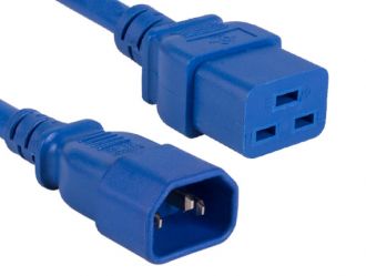 8ft 14 AWG 15A 250V Power Cord IEC320 C14 to IEC320 C19 Blue