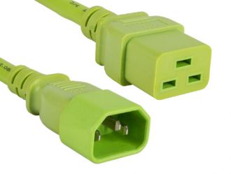 2ft 14 AWG 15A 250V Power Cord IEC320 C14 to IEC320 C19 Green