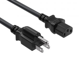 6ft 18 AWG Universal Power Cord IEC320 C13 to NEMA 5-15P Black