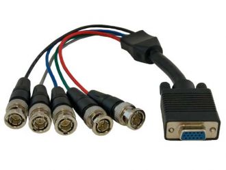 1ft VGA HD15 Female to 5-BNC RGBHV Male Monitor Cable Black