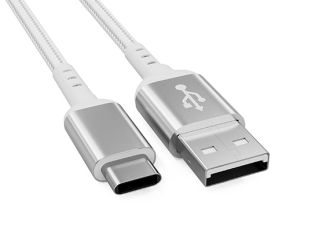 2m USB 2.0 A Male to C Male Braided Cable Sliver