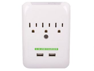 3 AC Outlet Slim Power Surge Protector Wall Tap with 2 USB Ports