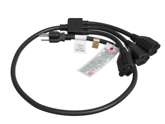 36 Inches NEMA 5-15P to NEMA 5-15R Power Extension Cord Splitter Cable 14 AWG