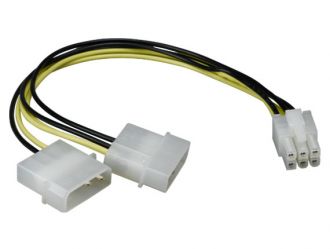 8in 6-pin PCI Express to Two 5.25" Male Power Adapter Cable