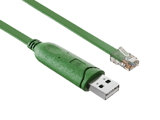 6FT USB 2.0 Type A Male to RJ45 8P8C Male Flat Console Cable, Green, Gold-Plated Contacts 