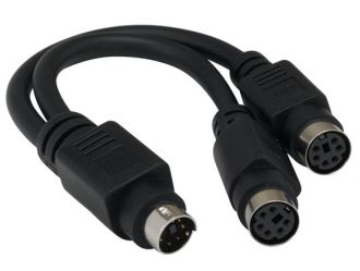 6in Mini-DIN6 Male to Two Mini-DIN6 Female PS/2 Y Cable
