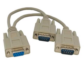 6" 2 DB9 Male to DB9 Female RS-232 Serial Y Cable