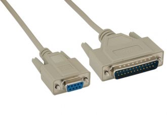 DB9 Female to DB25 Male Null Modem Cable