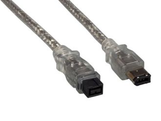 6ft IEEE 1394b FireWire 800 9-pin to 6-pin, Clear
