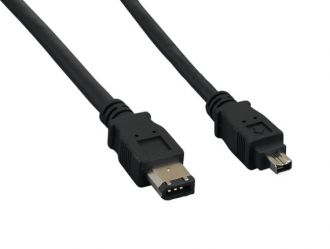 10ft IEEE 1394a FireWire 400 6-pin to 4-pin, Black