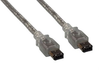 3ft IEEE 1394a FireWire 400 6-pin to 6-pin, Clear