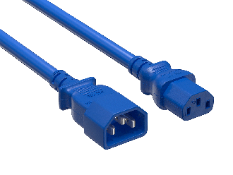 IEC-320 C13 to C14 Heavy-Duty Power Extension Cord 14 AWG 15A/250V SJT, Blue