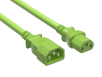 3ft IEC-320 C13 to C14 Heavy-Duty Power Extension Cord 14 AWG 15A/250V SJT, Green