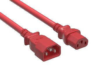 IEC-320 C13 to C14 Heavy-Duty Power Extension Cord 14 AWG 15A/250V SJT, Red