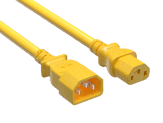IEC-320 C13 to C14 Heavy-Duty Power Extension Cord 14 AWG 15A/250V SJT, Yellow