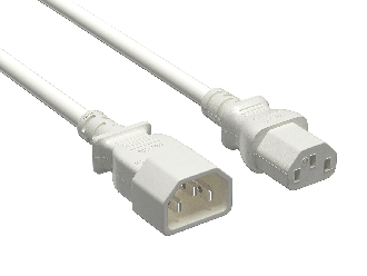 2ft IEC-320 C13 to C14 Heavy-Duty Power Extension Cord 18 AWG 10A/250V SJT, White