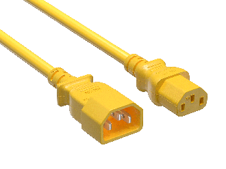 2ft IEC-320 C13 to C14 Heavy-Duty Power Extension Cord 18 AWG 10A/250V SJT, Yellow
