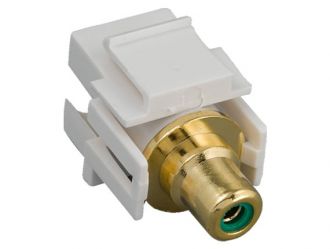 RCA F/F Recessed Keystone Insert Gold Plated Connector with Green Center