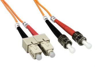 1 Meter ST to SC Duplex 62.5/125 Multimode OM1 Fiber Optic Cable