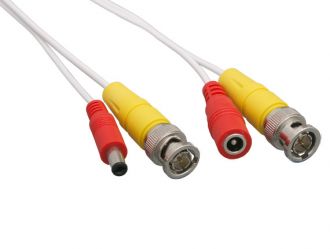 100ft Video & Power Security Camera Cable, BNC M/M and DC M/F, 28 AWG, White