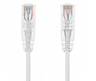 2ft Slim Cat6 28 AWG UTP Snagless Ethernet Network Patch Cable, White