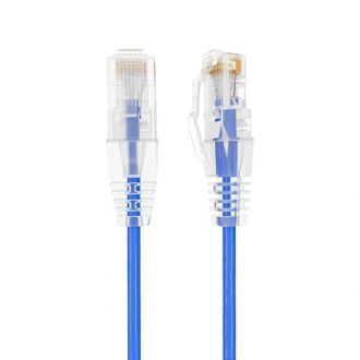 1ft Slim Cat6a 28AWG UTP Ethernet Network Patch Cable, Blue