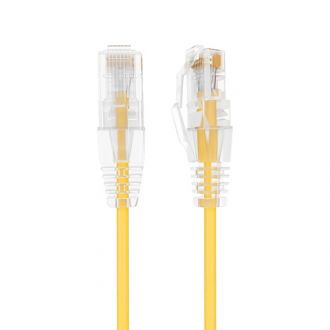 1ft Slim Cat6a 28AWG UTP Ethernet Network Patch Cable, Yellow