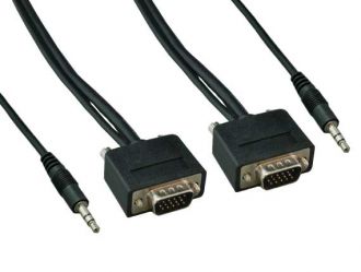 Slim SVGA HD15 M/M Monitor Cable with Stereo Audio