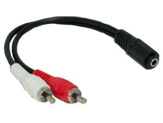 6in 3.5mm Stereo Female to 2 RCA Male Audio Cable