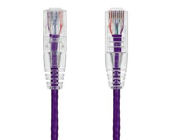 2ft Ultra Slim Cat6 28 AWG UTP Snagless Ethernet Network Patch Cable, Purple