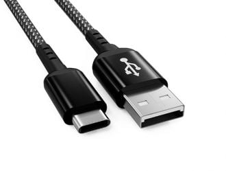2m USB 2.0 A Male to C Male Braided Cable 480M 3A, Black