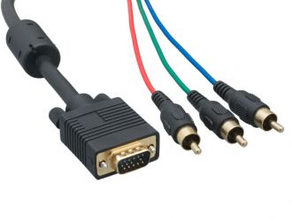 VGA HD15 Male to 3 RCA Male Video Cable, Black
