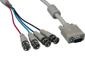 6ft VGA HD15 Male to 4-BNC Male Monitor Cable with Ferrites