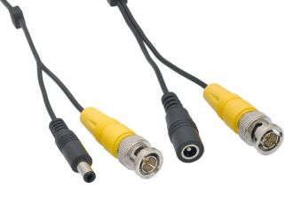 Video & Power Security Camera Cable, BNC M/M and DC M/F, Black