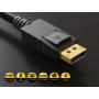 2ft DisplayPort Panel Mount Male to Female DisplayPort Adapter Extension Cable with Latches, 28 AWG, Black thumbnail