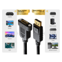 2ft DisplayPort Panel Mount Male to Female DisplayPort Adapter Extension Cable with Latches, 28 AWG, Black thumbnail