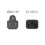 6ft 18AWG NEMA 5-15P to IEC-60320-C13 power cord, SVT, 60°C, 10A/125V, Black/Blue/Red/Green/White, UL & cUL listed, CSA approved, for monitors, computers, printers, scanners, TVs, sound systems, and other devices with IEC-60320-C14 inlets. thumbnail