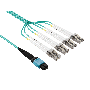 12m OM4 MTP TO 4* LC 8 Fibers Duplex Corning Fiber Breakout Cable Type B Multimode 50/125 OFNP Rated, Aqua thumbnail