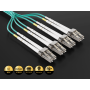 12m OM4 MTP TO 4* LC 8 Fibers Duplex Corning Fiber Breakout Cable Type B Multimode 50/125 OFNP Rated, Aqua thumbnail