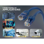 60ft Cat6a UTP 10G Ethernet Network Patch Cable Snagless 24AWG Bare Copper, Blue thumbnail