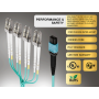 12m OM4 MTP TO 4* LC 8 Fibers Duplex Corning Fiber Breakout Cable Type B Multimode 50/125 OFNP Rated, Aqua thumbnail