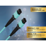 5m OM4 MPO TO MPO 12 Fibers Corning Fiber Trunk Cable Type A Multimode 50/125 OFNR Rated, Aqua thumbnail