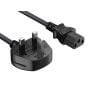 6FT IEC320 C13 to BS1363 England UK Power Cord with Fuse 18AWG 13A/250V, Black thumbnail