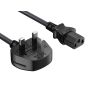 3FT IEC320 C13 to BS1363 England UK Power Cord with Fuse 18AWG 13A/250V, Black thumbnail