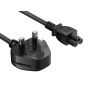 3ft BS1363 to C5 England UK Power Cord with Fuse, for Notebook, 18AWG, Black thumbnail