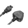 3ft BS1363 to C5 England UK Power Cord with Fuse, for Notebook, 18AWG, Black thumbnail